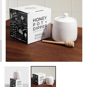 White Honey Pot with Dipper